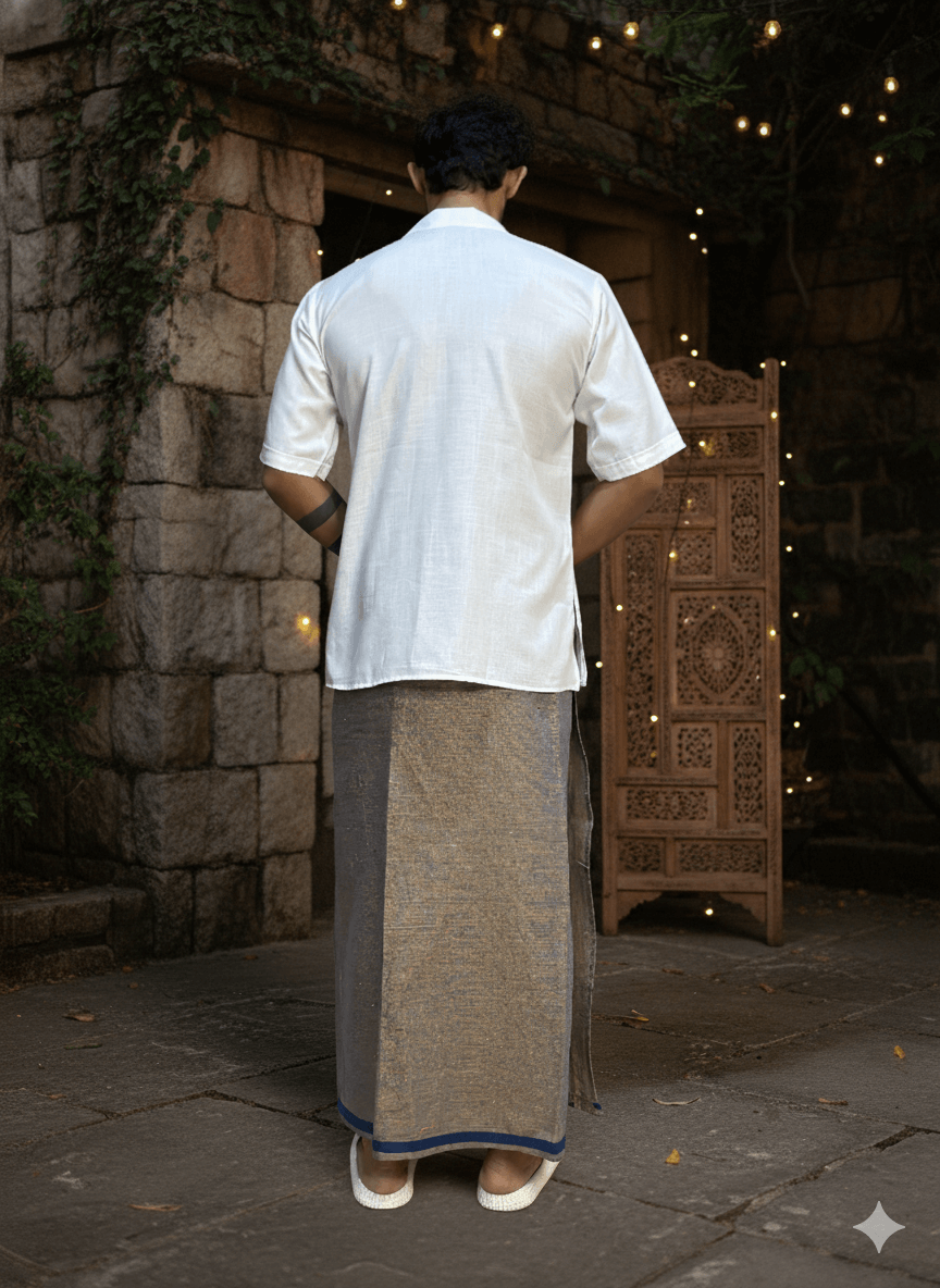 Brown color with dark blue stripes pajamalungi for men's