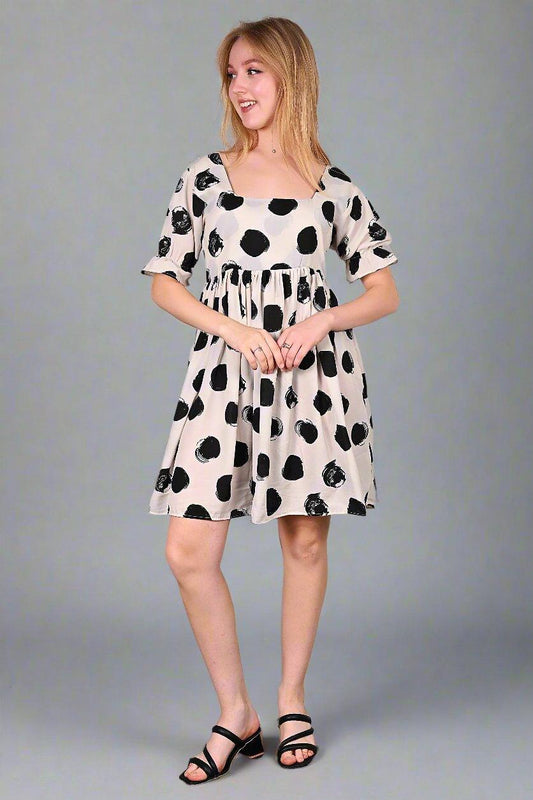Monochrome Dots Flare Dress