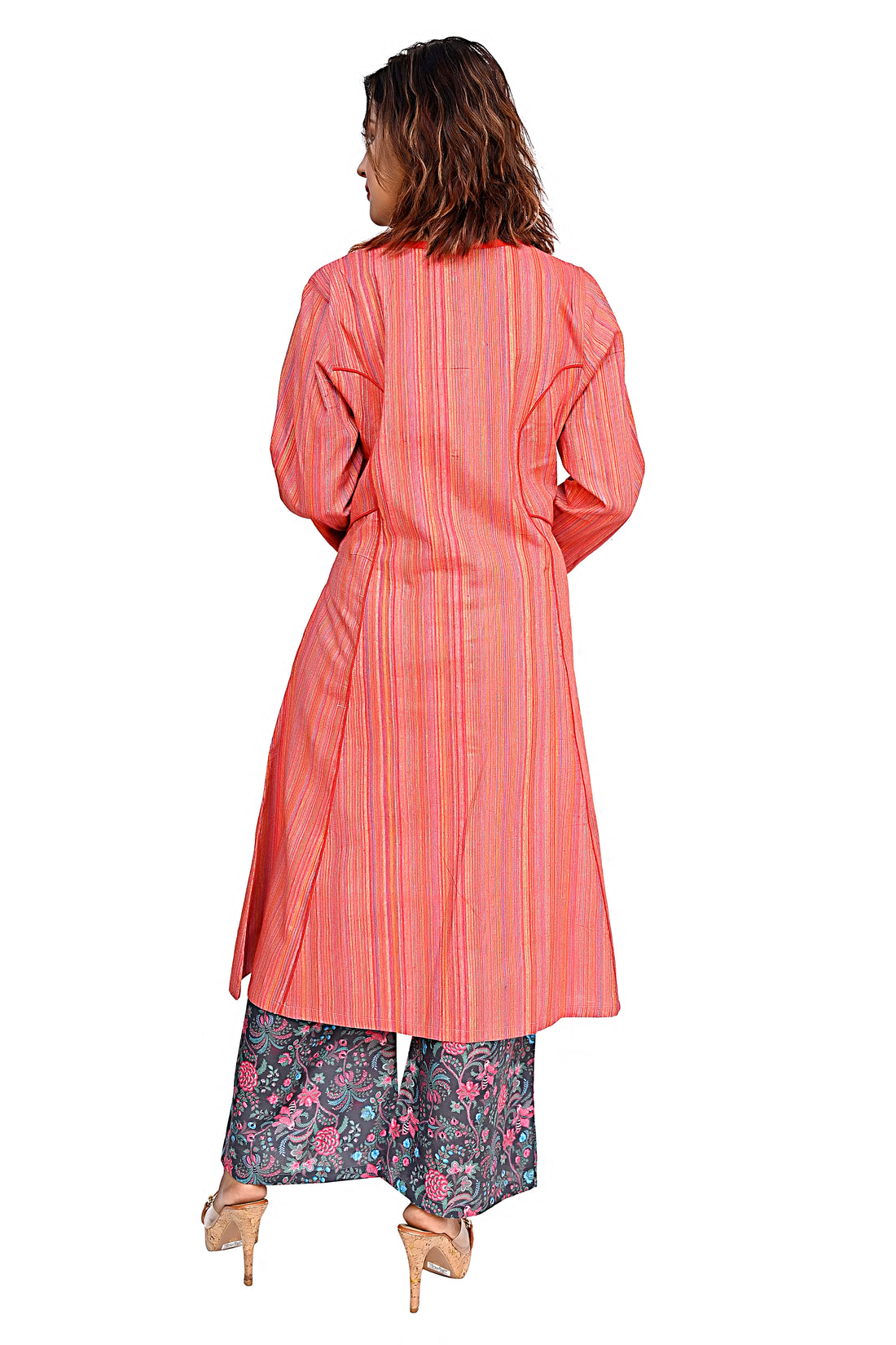 Nirmal Online Premium Cotton co-ord set for Women in Red Colour Stripe