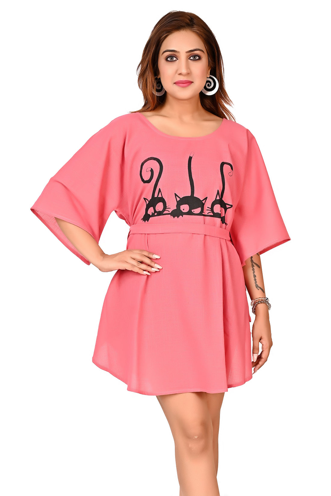 Nirmal online Premium Cotton Top for Women in Coral Pink Colour