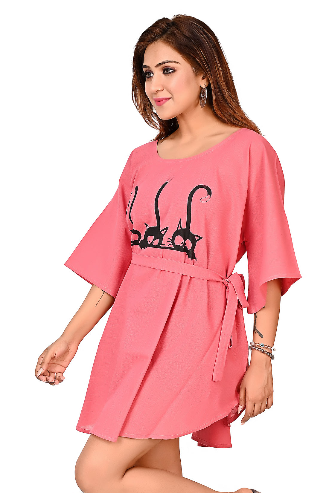Nirmal online Premium Cotton Top for Women in Coral Pink Colour
