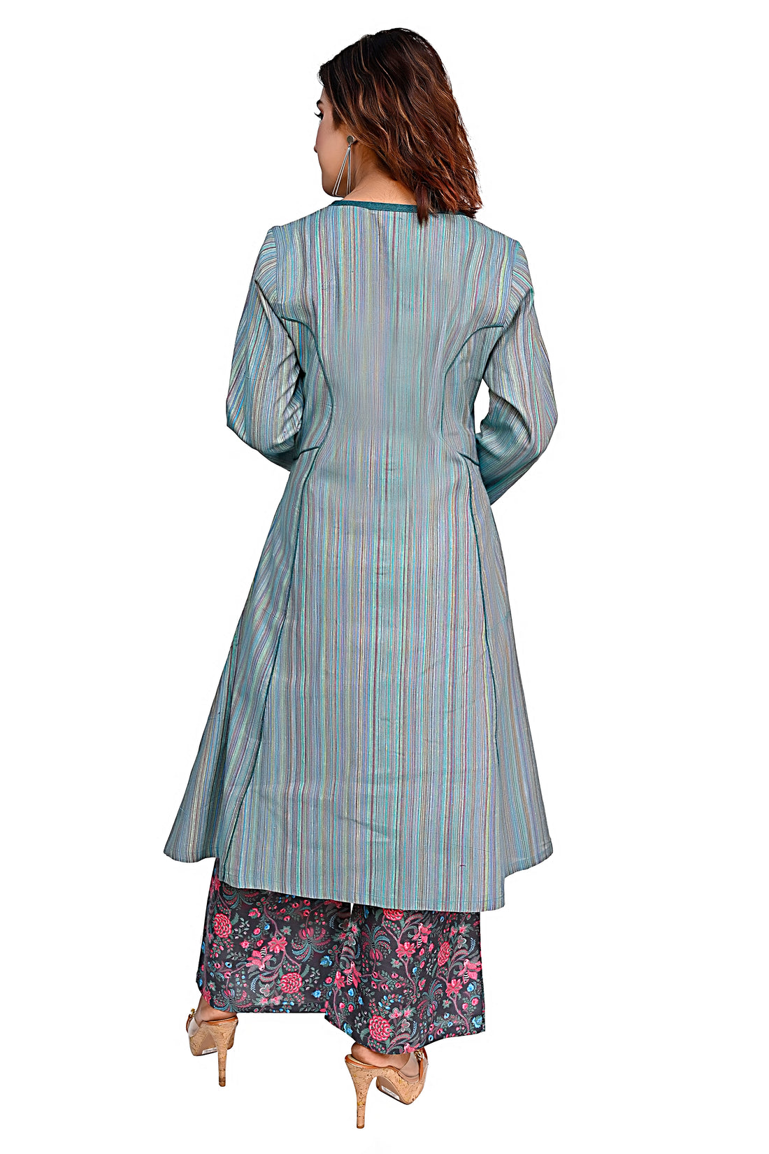 Nirmal Online Premium Cotton co-ord set for Women in Green Colour Stripe