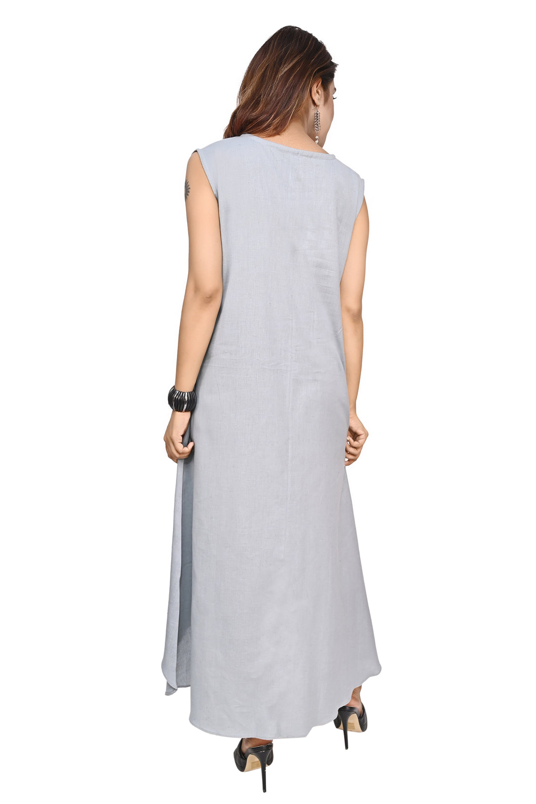 Nirmal online Premium Cotton Tunic Dress for Women in Grey Colour