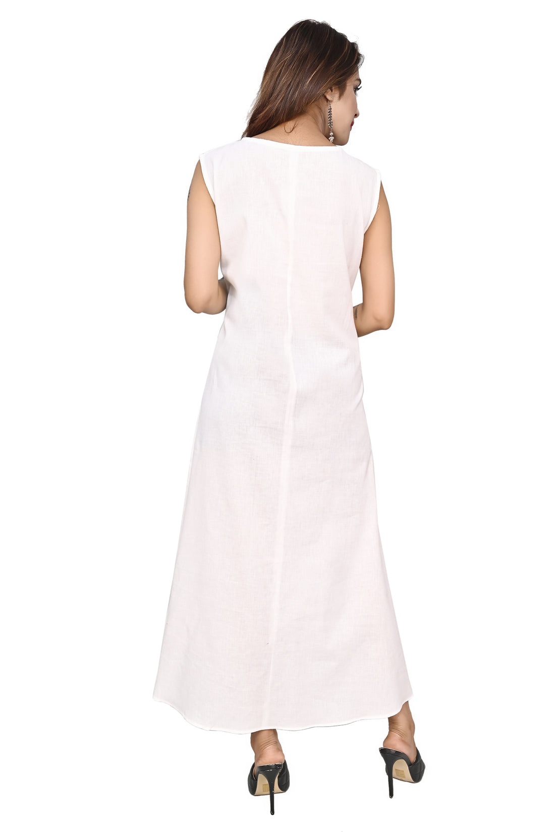 Nirmal online Premium Cotton Tunic Dress for Women in White Colour