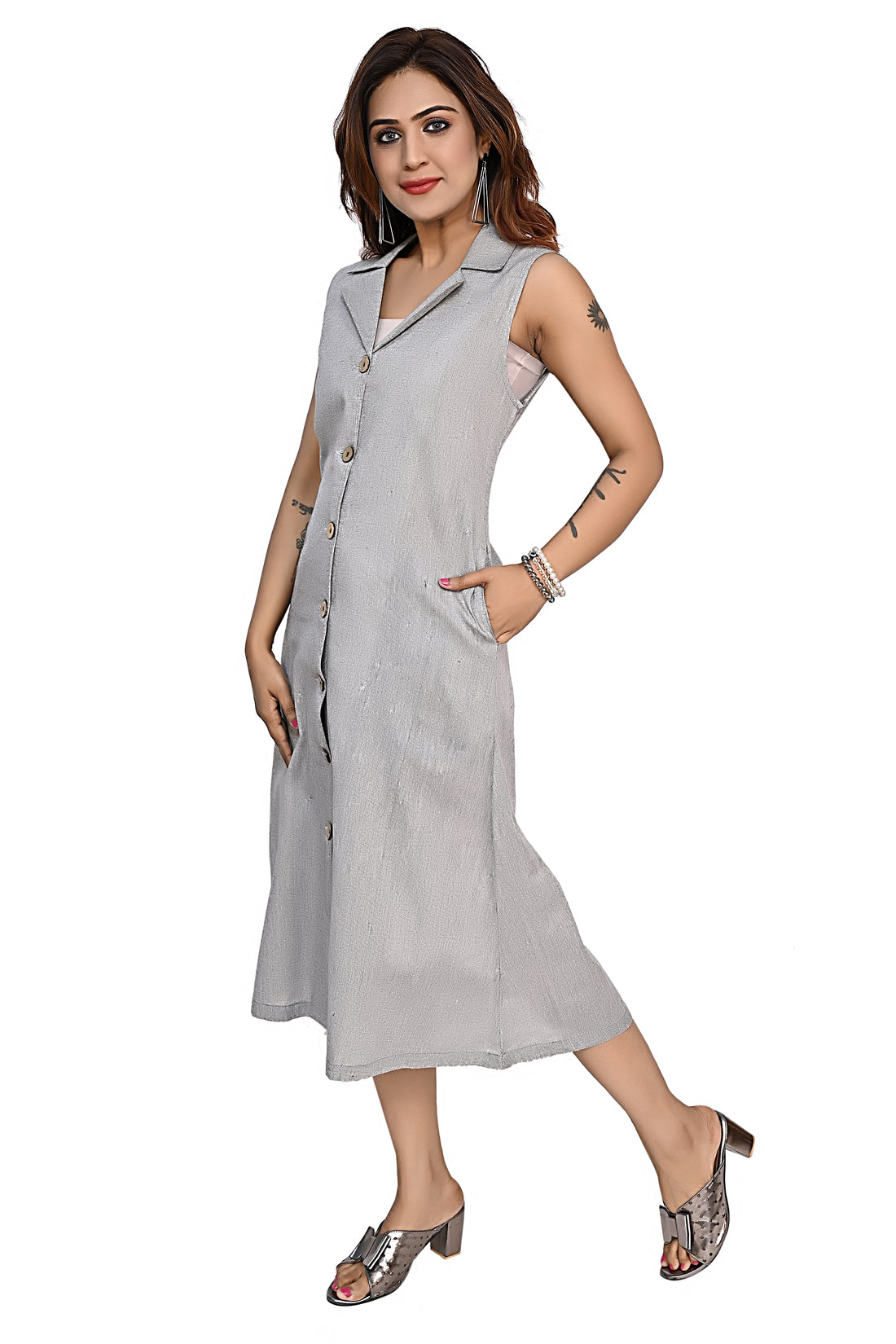 Nirmal Online Premium  Quality Cotton Tunic For Women In Grey Colour