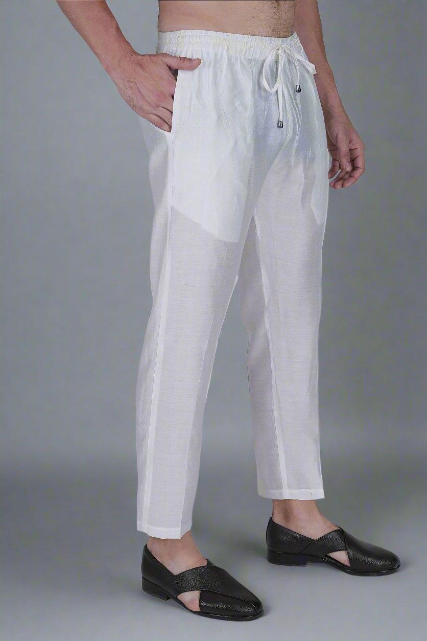 White Viscose Blend Men's Pajama Pant