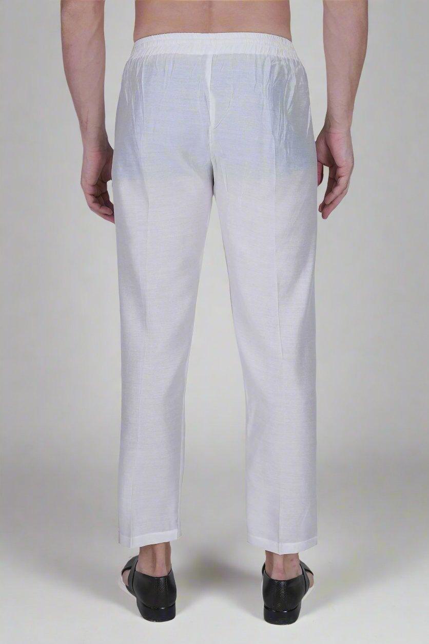White Viscose Blend Men's Pajama Pant