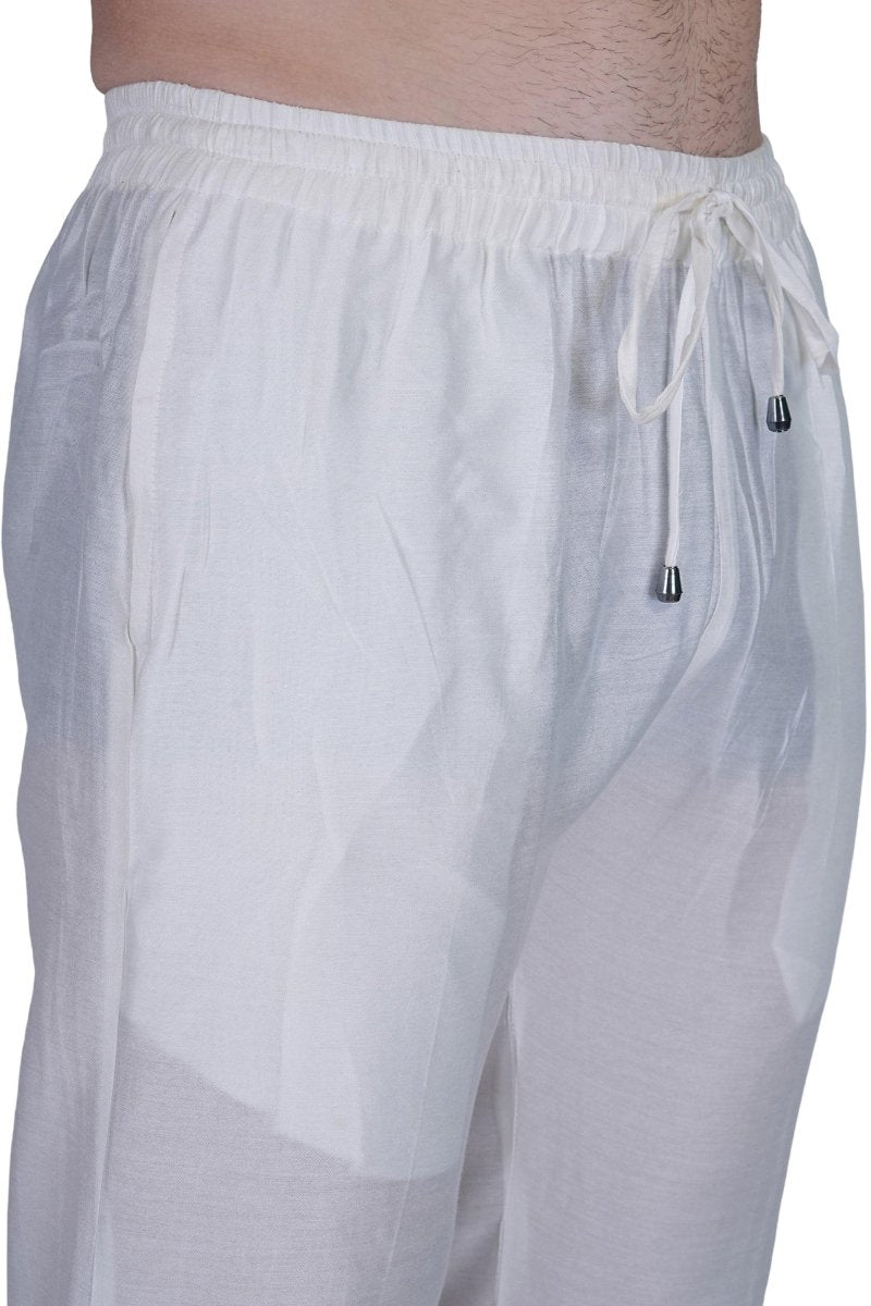 White Viscose Blend Men's Pajama Pant