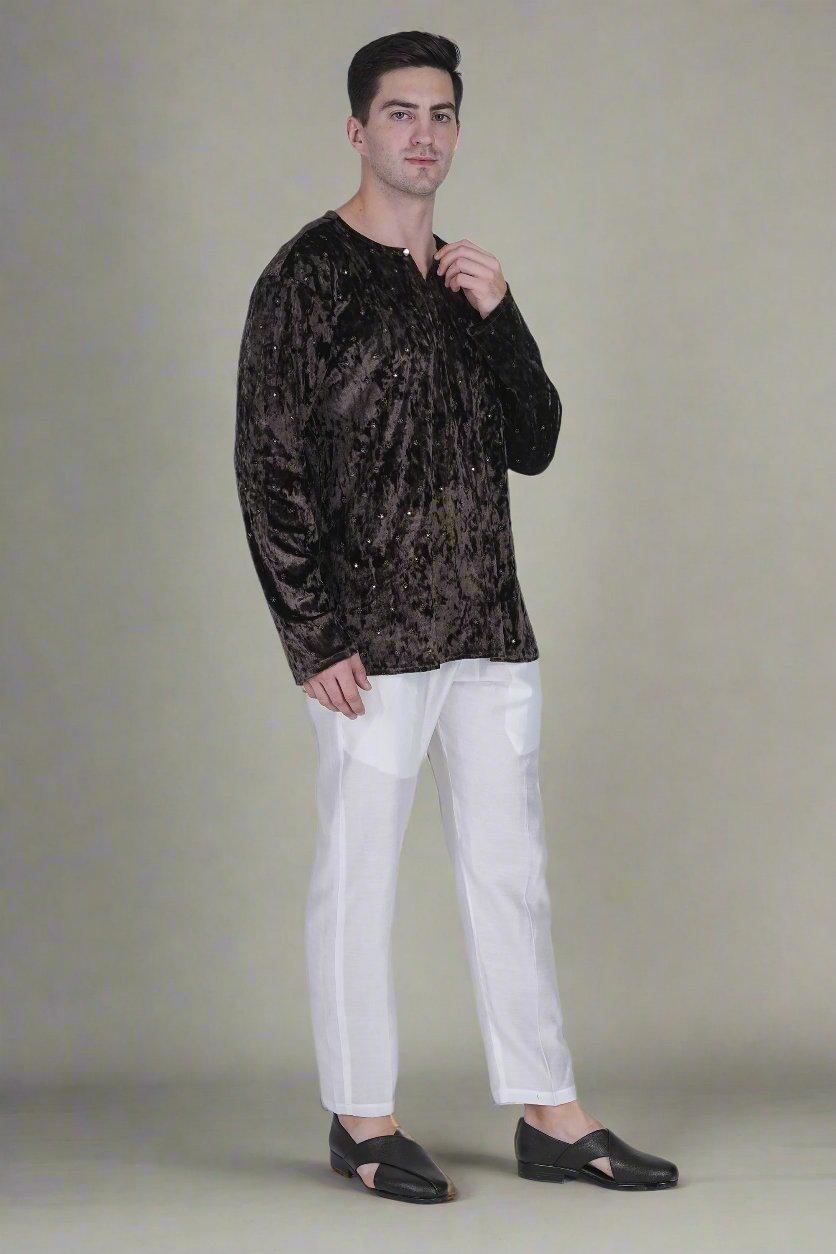 Velvet Noir Elegance Kurta