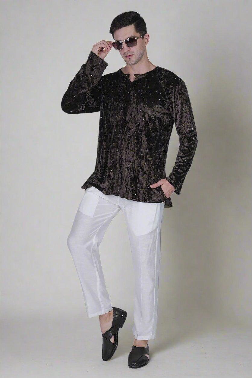 Velvet Noir Elegance Kurta
