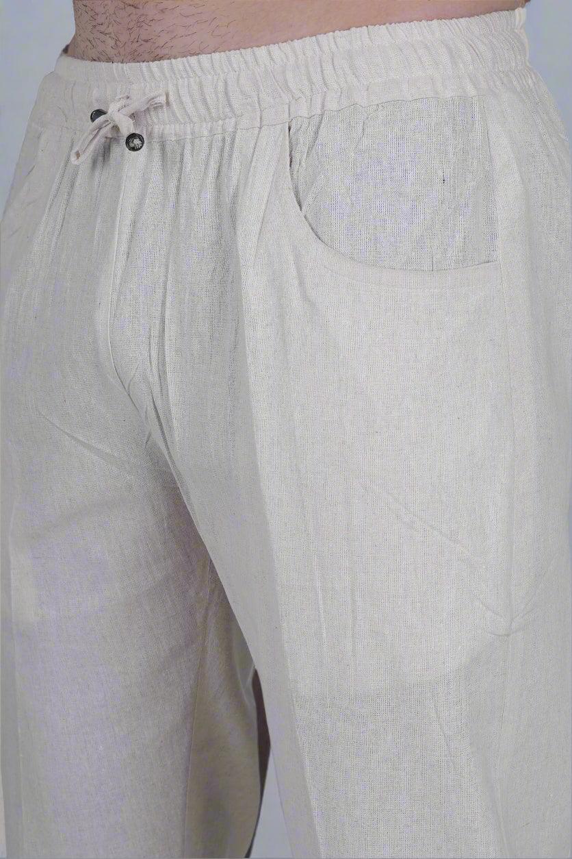 White Cotton linen touch Men's Pajama Pant