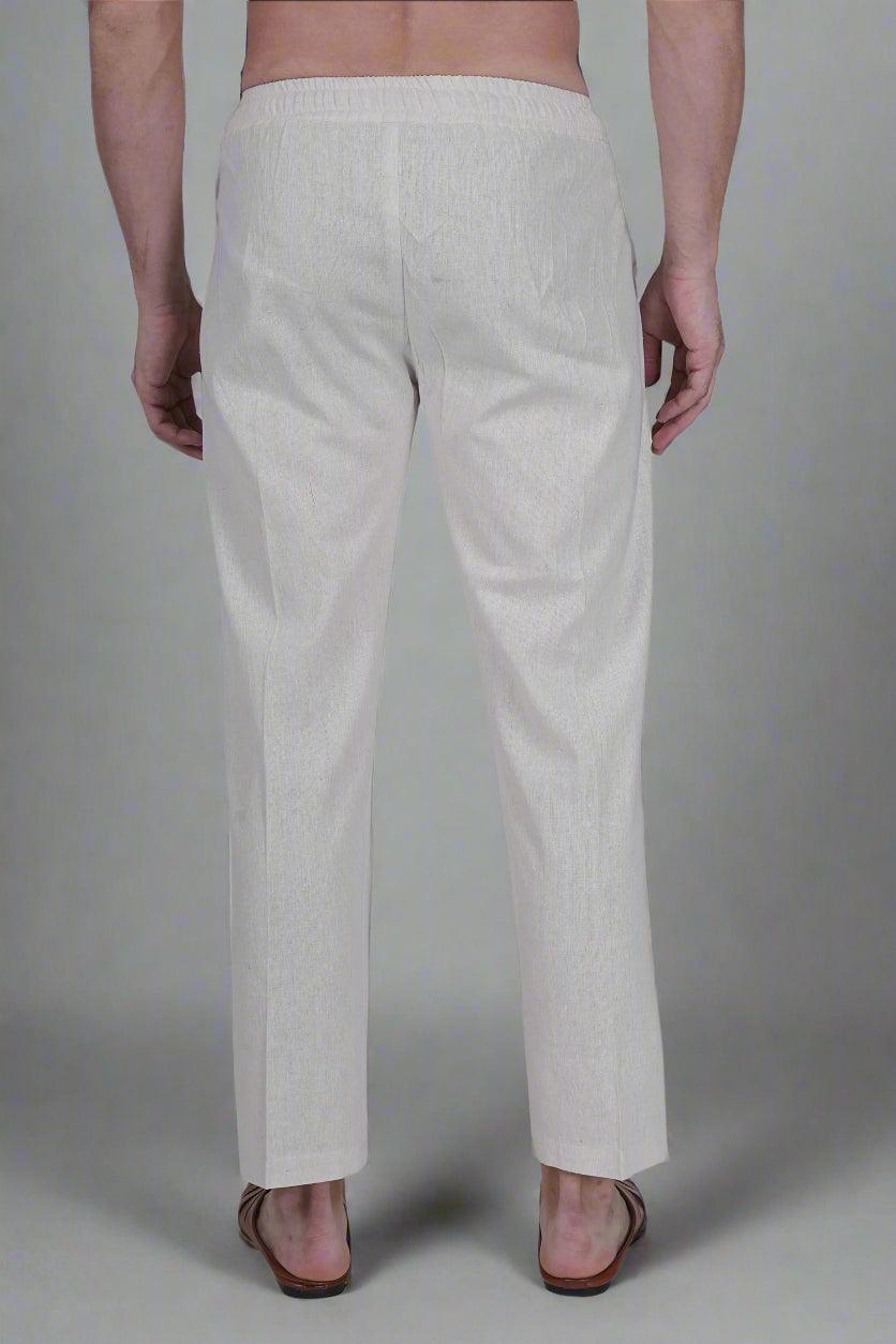 White Cotton linen touch Men's Pajama Pant