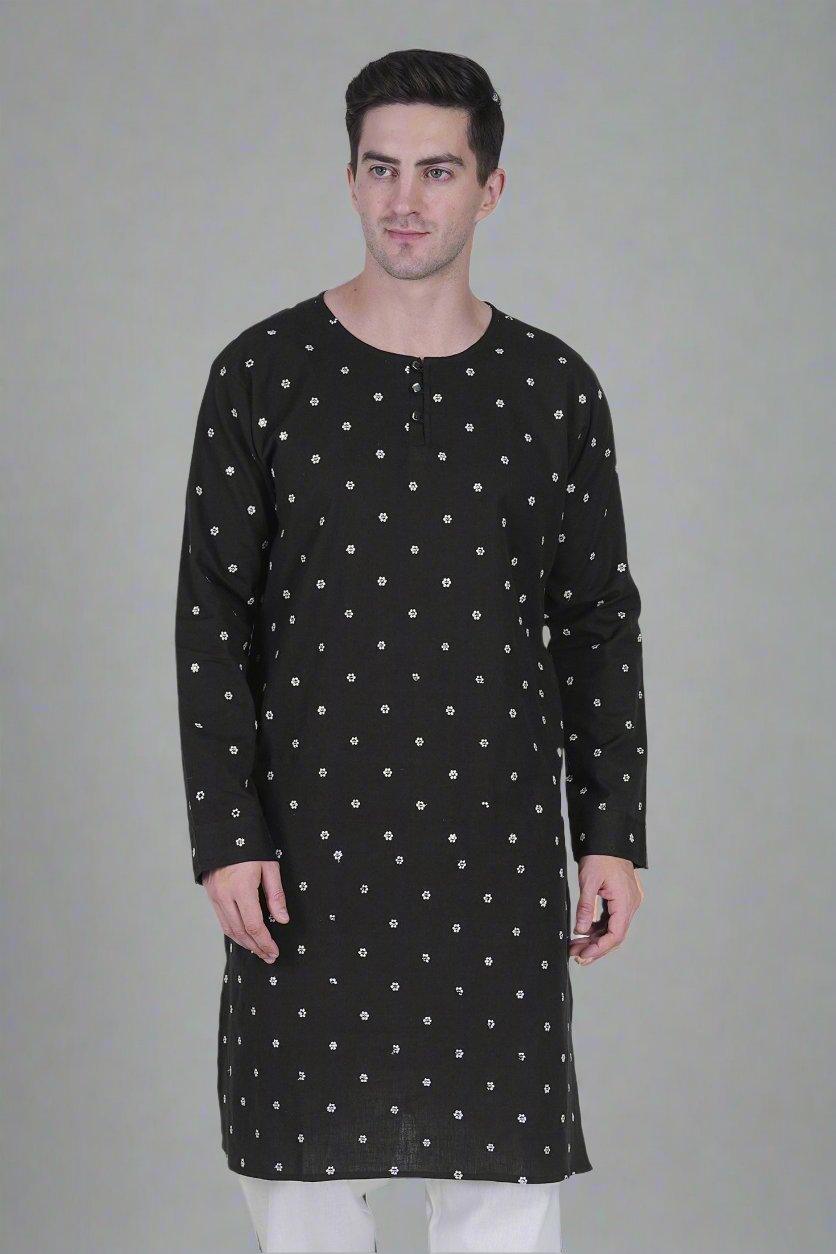 Heritage Black Bloom Kurta