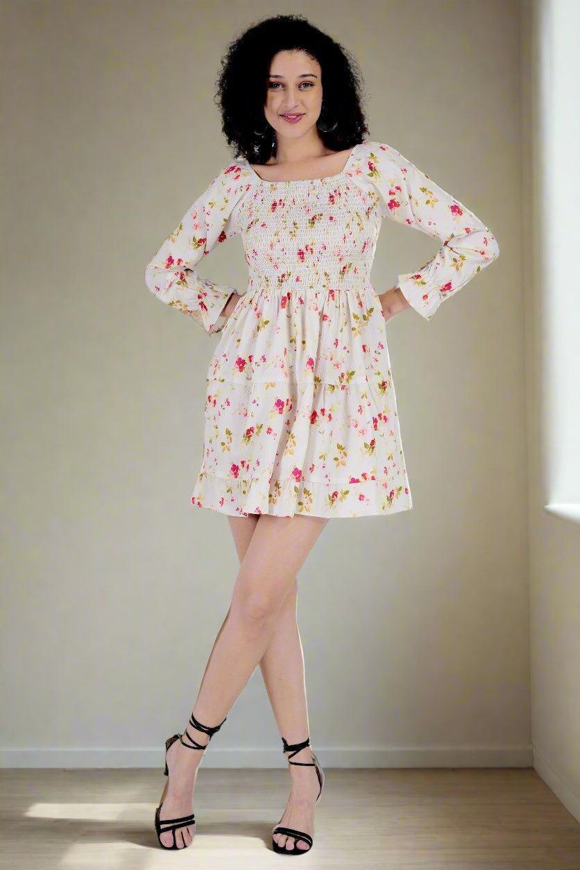 Floral Whimsy Off-Shoulder Dress