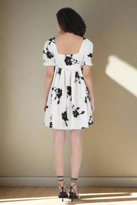 BW Flower Printed Short Dress