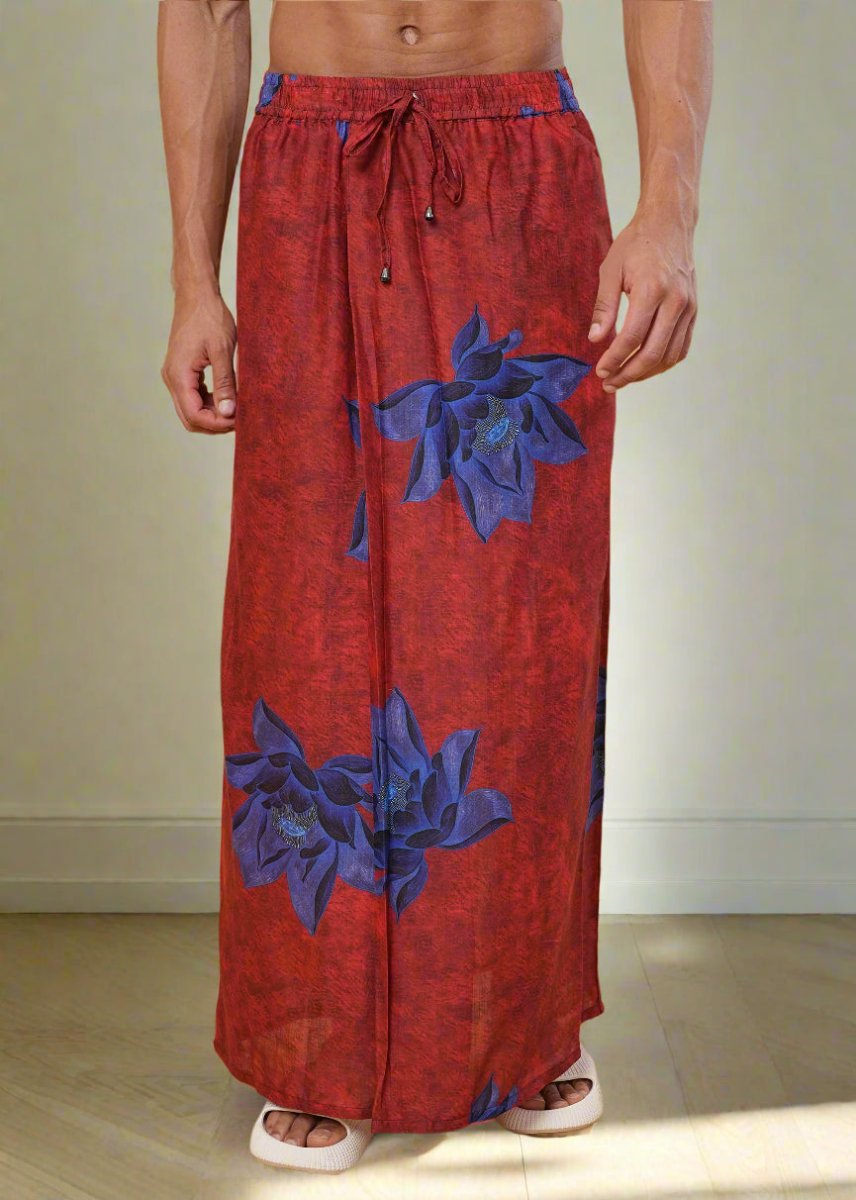 Red Floral Motif Pajamalungi
