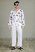 White Poly linen evergreen Pajama