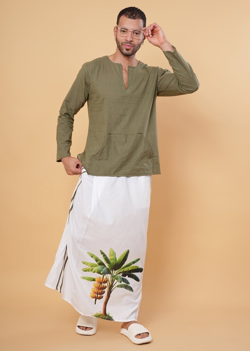 Olive Green Cotton Kurta