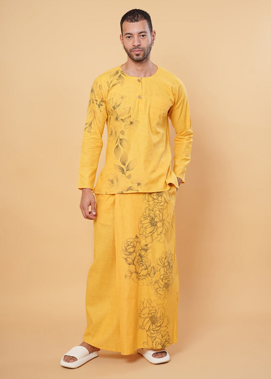 Mustard Floral Printed Pajamalungi