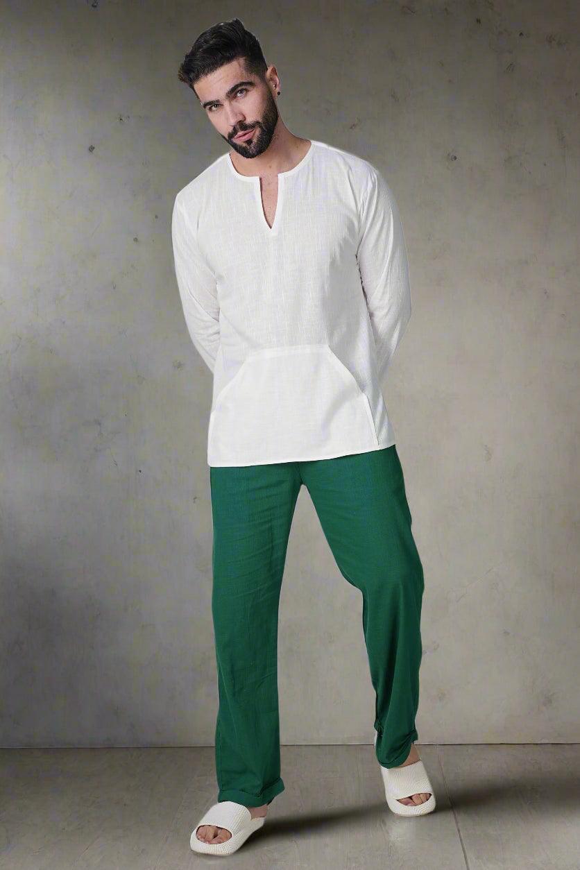 Off Shoulder Emerald Breeze Cotton Kurta