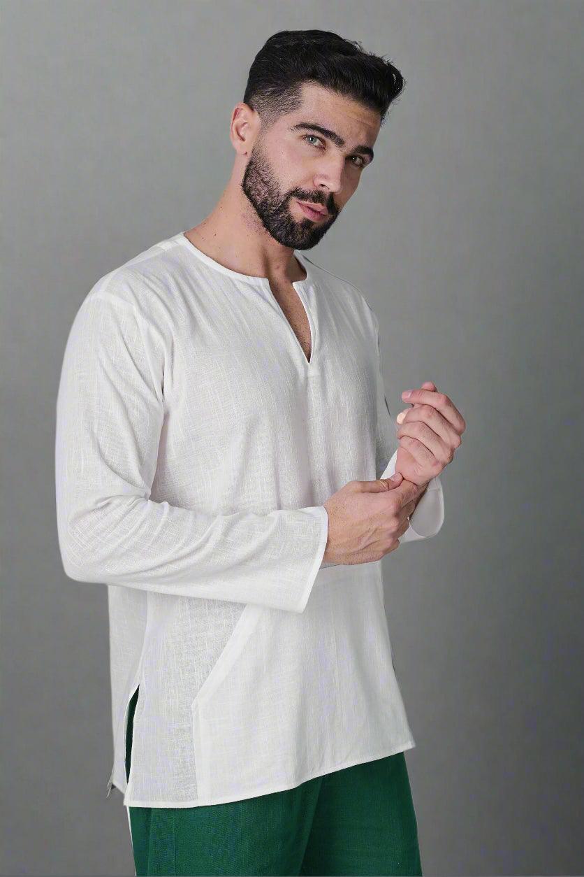 Off Shoulder Emerald Breeze Cotton Kurta