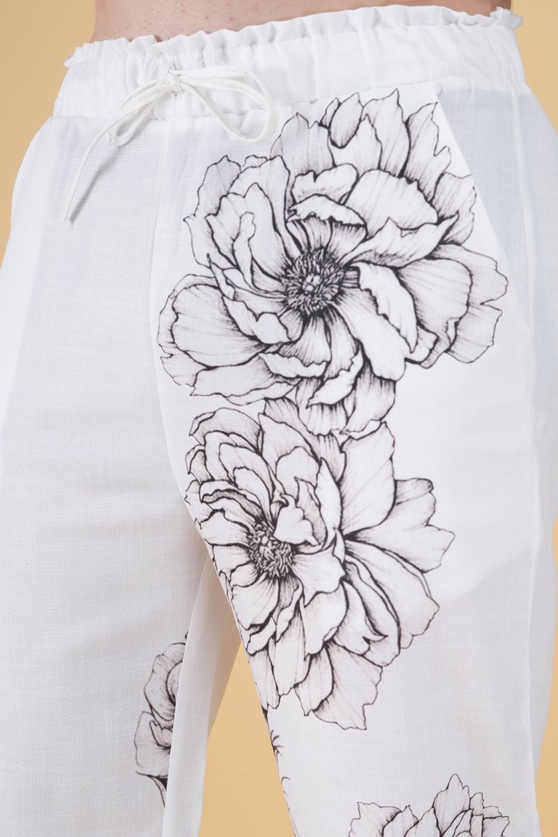 Floral Print White Pajama