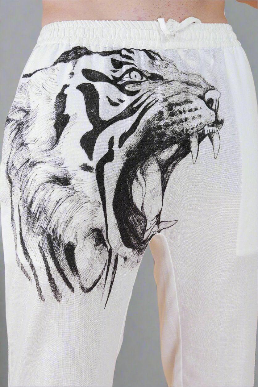 Lion Printed White Pajama