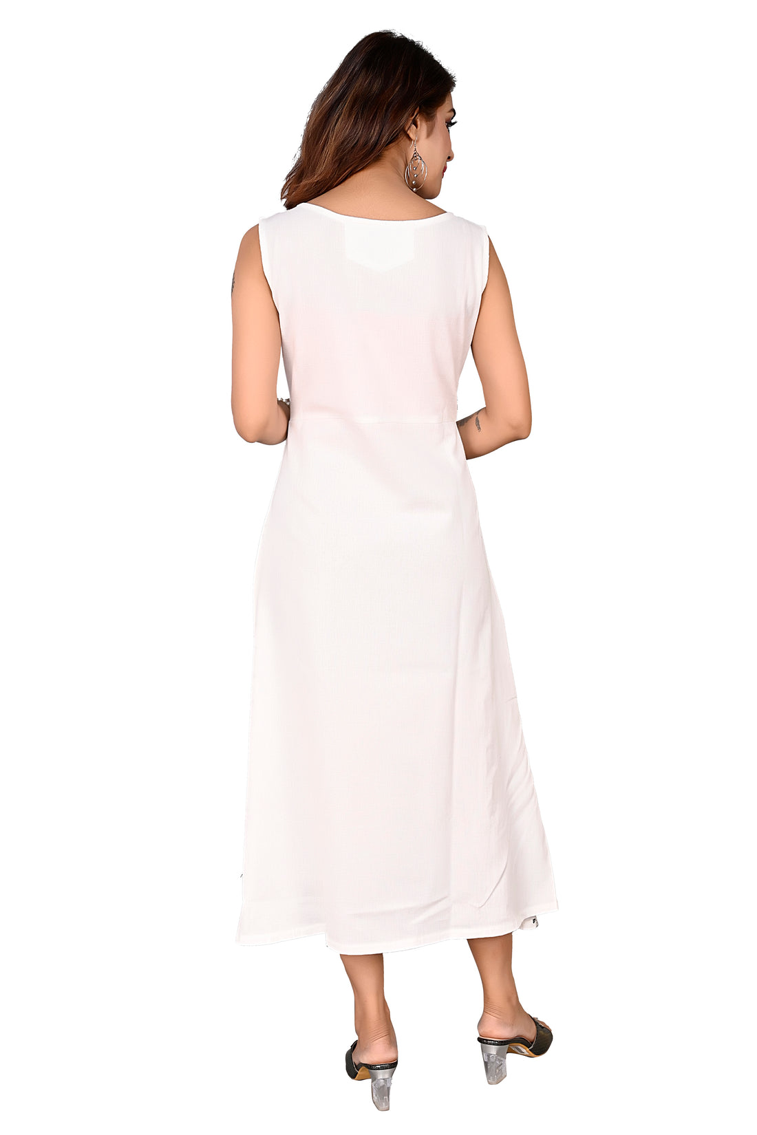 Nirmal online Premium cotton tunic Dress for Women in white colour