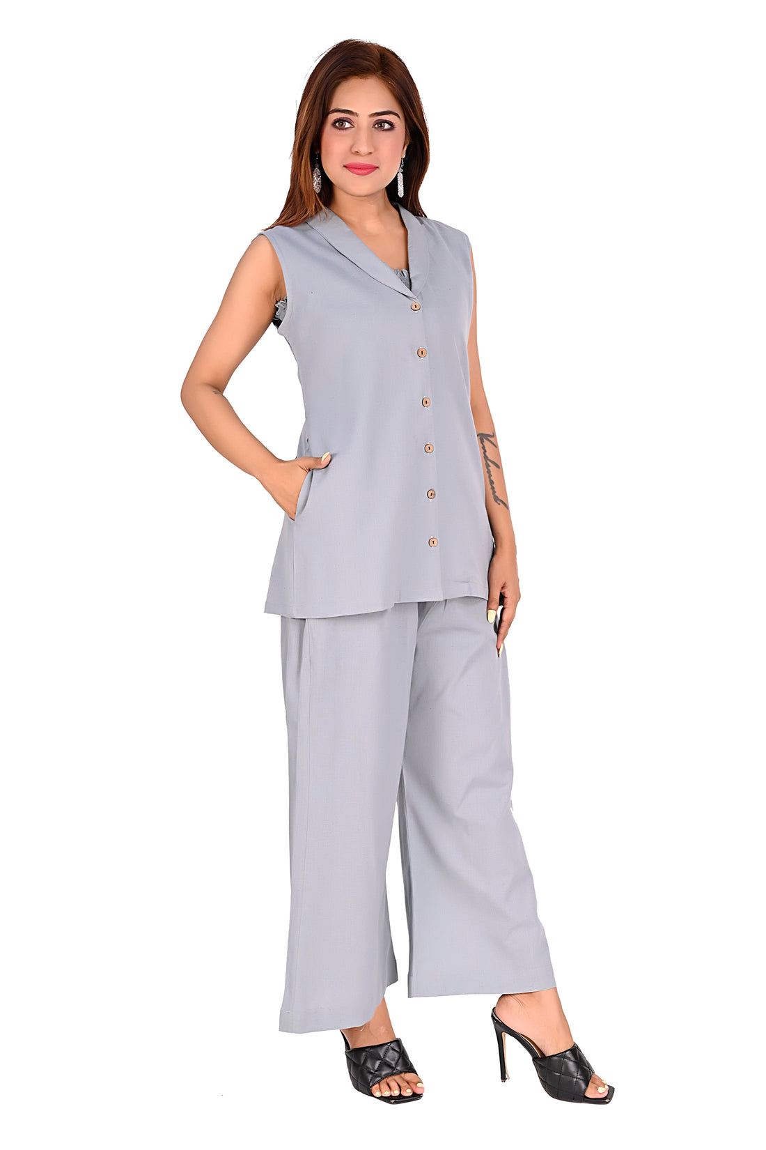 Nirmal online Premium cotton Co-ord set for Women in grey colour