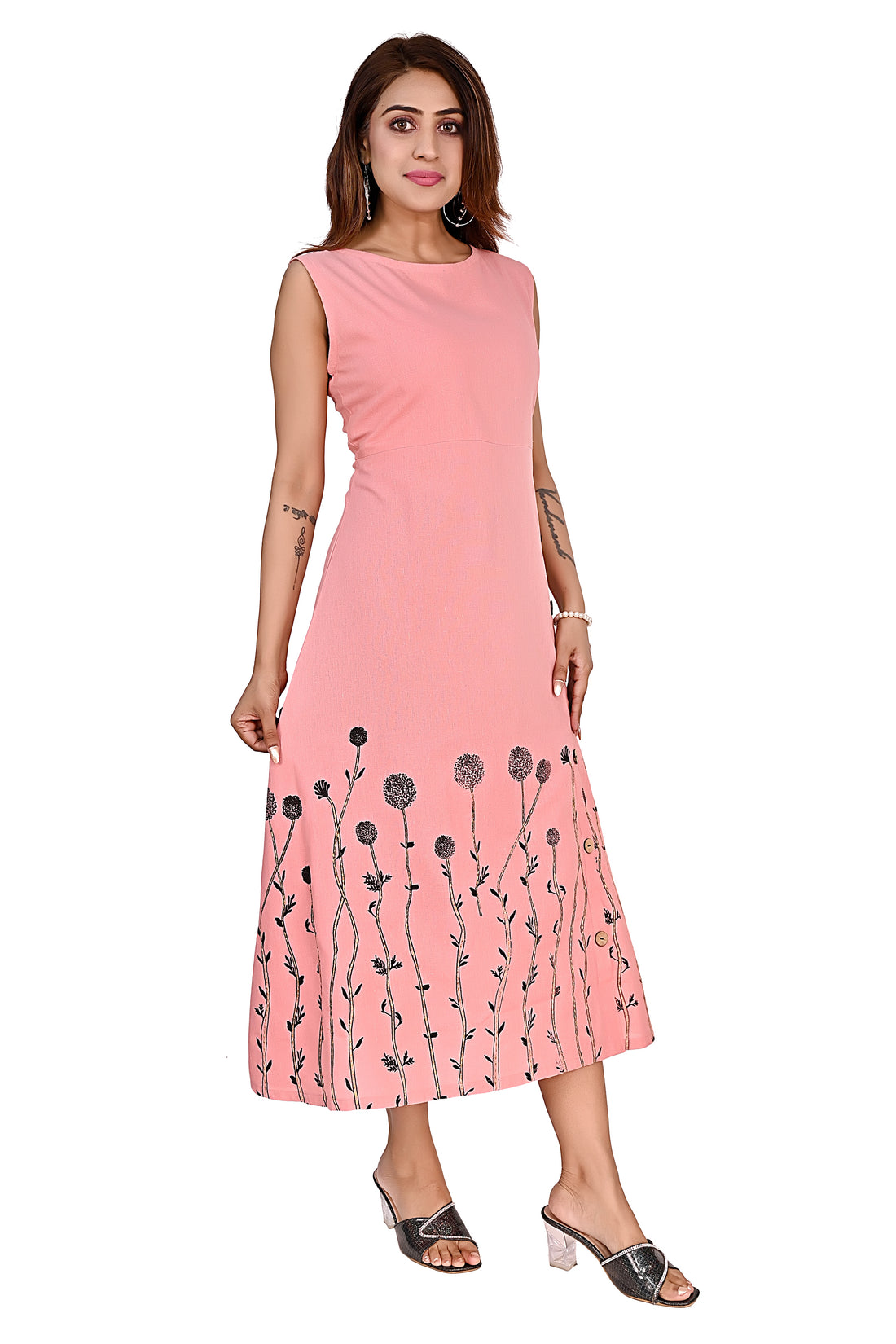 Nirmal online Premium cotton tunic Dress for Women in Peach Pink colour