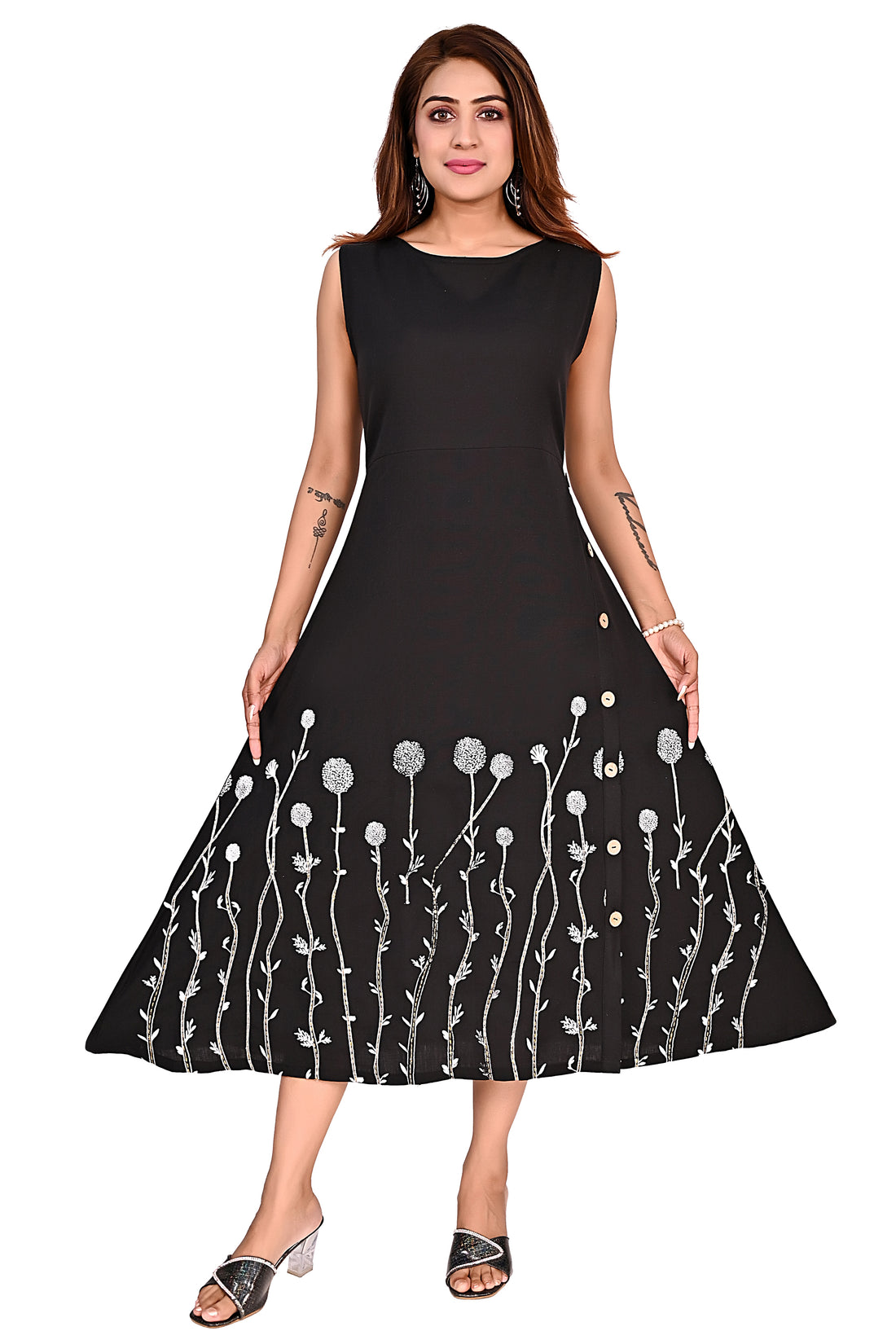 Nirmal online Premium cotton tunic Dress for Women in Black colour