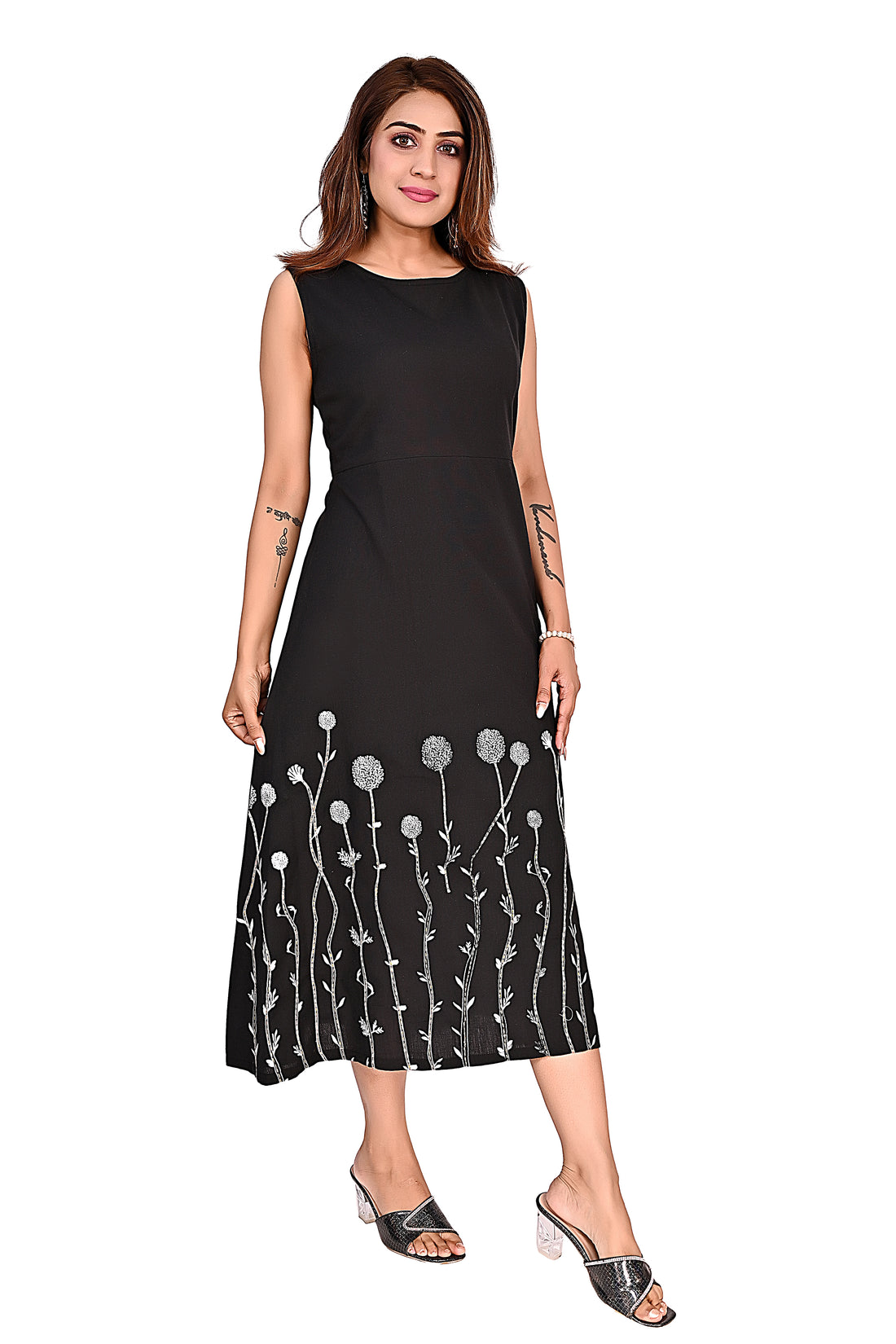 Nirmal online Premium cotton tunic Dress for Women in Black colour