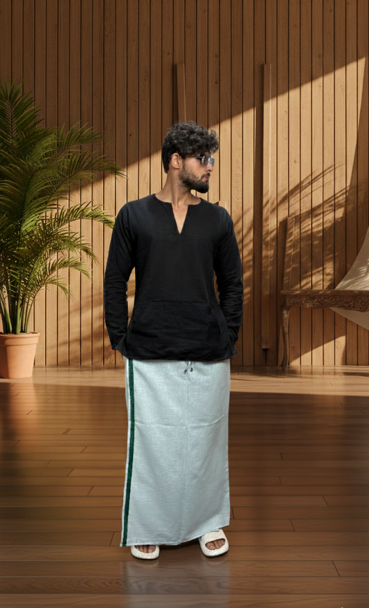 Men's Sky Blue Color With Green Stripe Pajamalungi