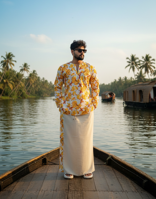 Banana Print V-Neck Kurta