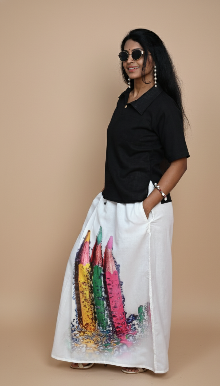 Women multicolored pencil design print Pajamalungi