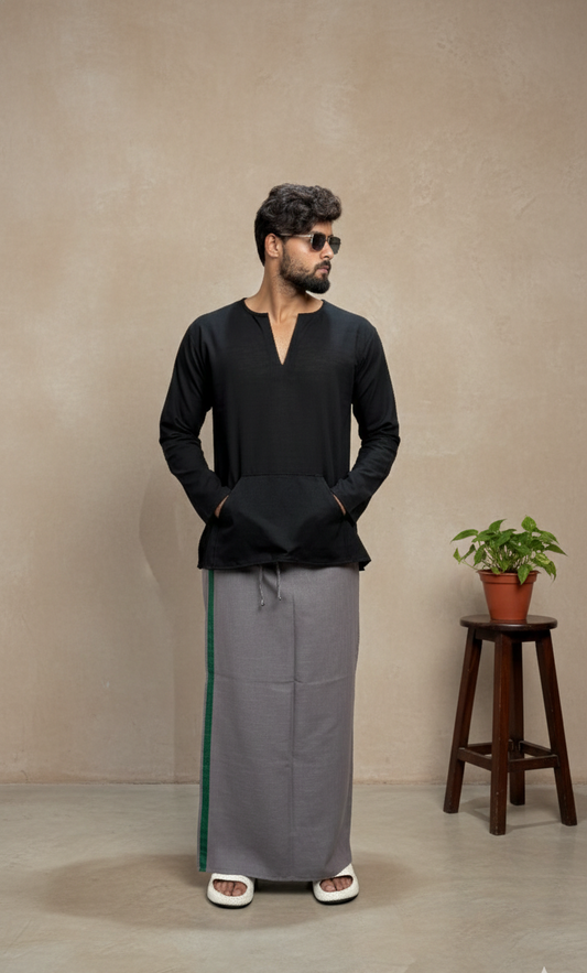 Men's Grey Color with Green stripe Pajamalungi