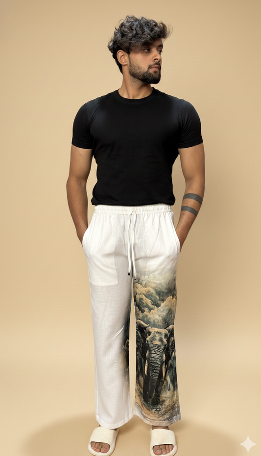 Men Elephant Motif Print Pajama