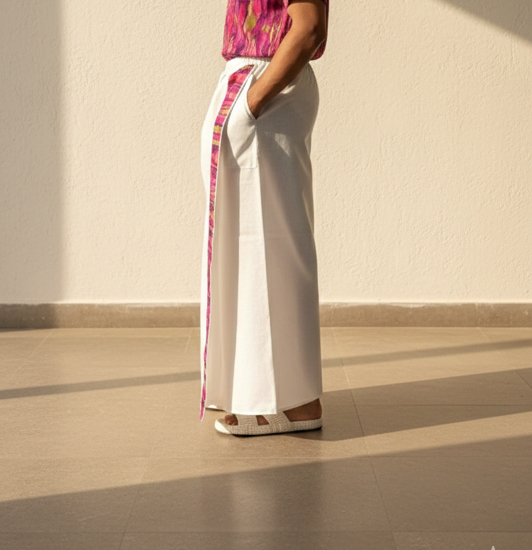 Men White Color With Classic Stripe Pajamalungi