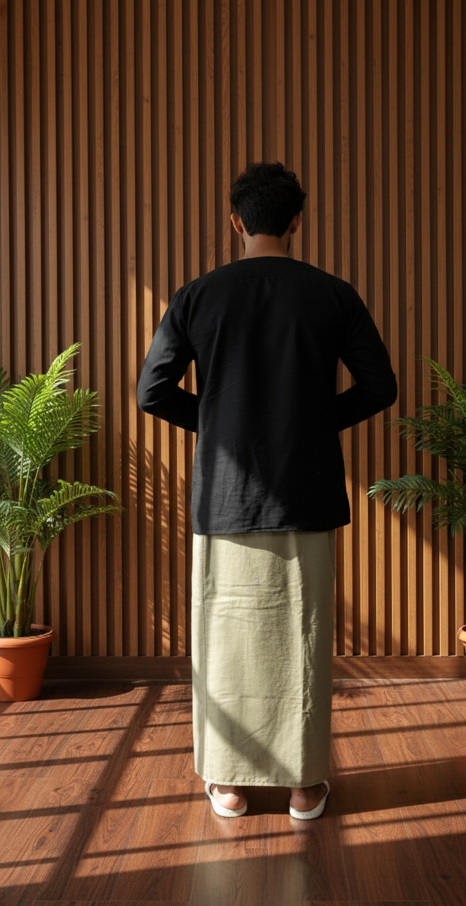 Men's Classic Sage Green Color With Black Stripe Pajamalungi