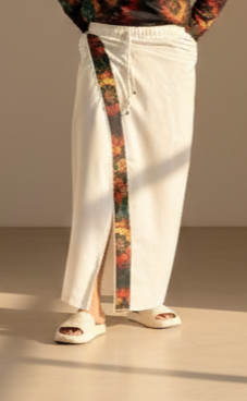 Men’s White Cotton Contrast Stripe Pajamalungi