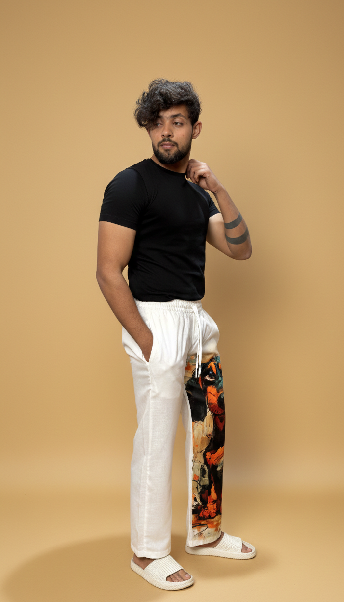 Men White Playfull Pup Pajama