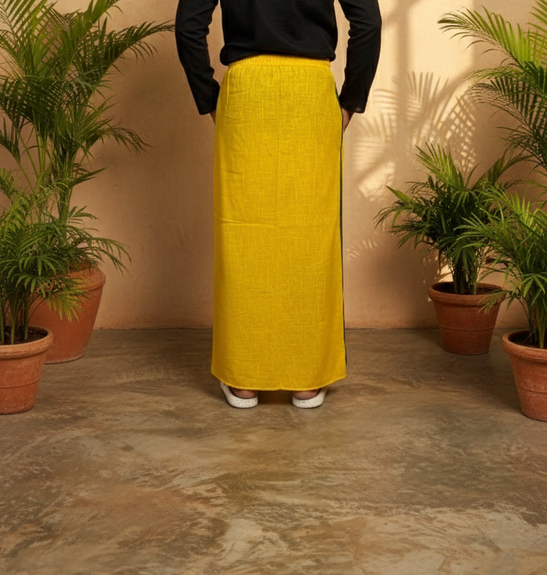 Men's Yellow With Green Stripe Pajamalungi