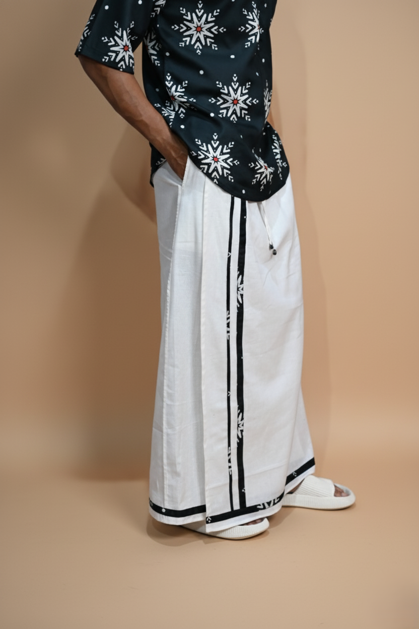 Snowflake Charm Digital Print Kurta Shirt For Men's