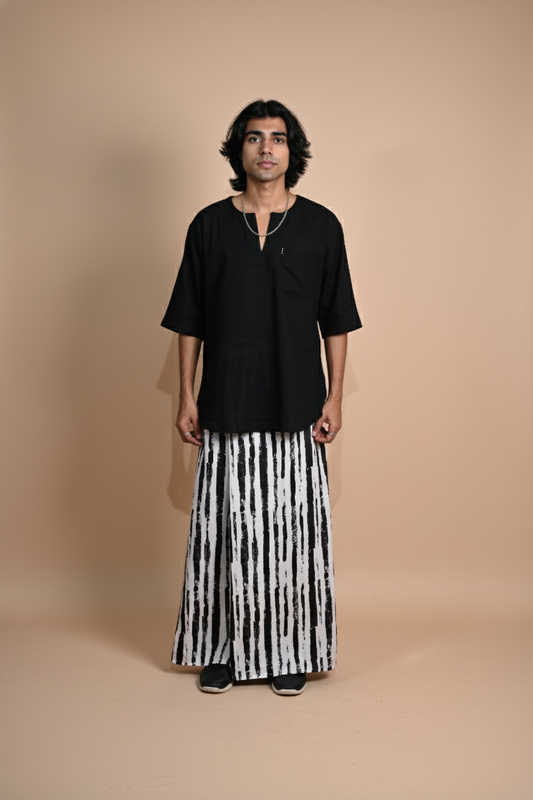 Black & White Brush Stripe Pajamalungi