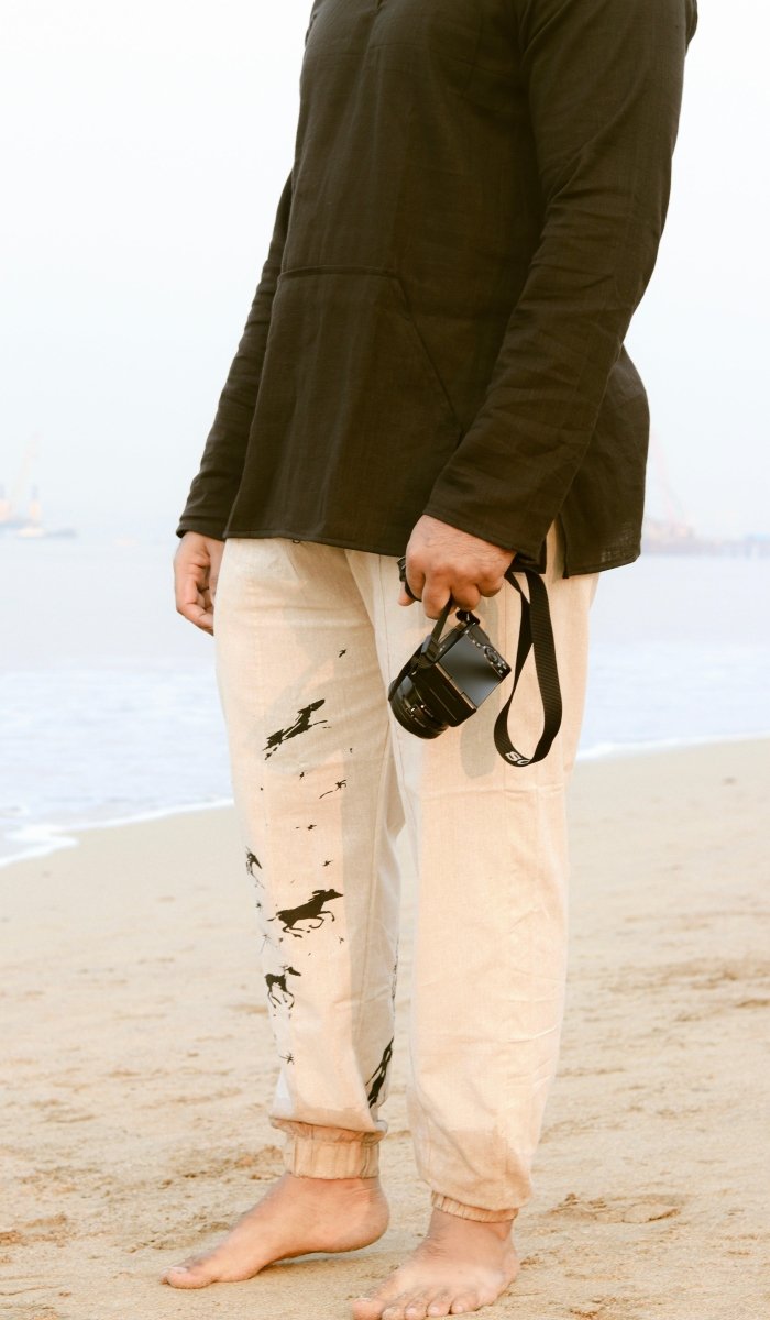 Off Shoulder Kurta & Cotton Linen Pajama Pant