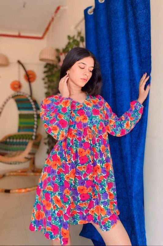 Tropical Bloom Flare Dress