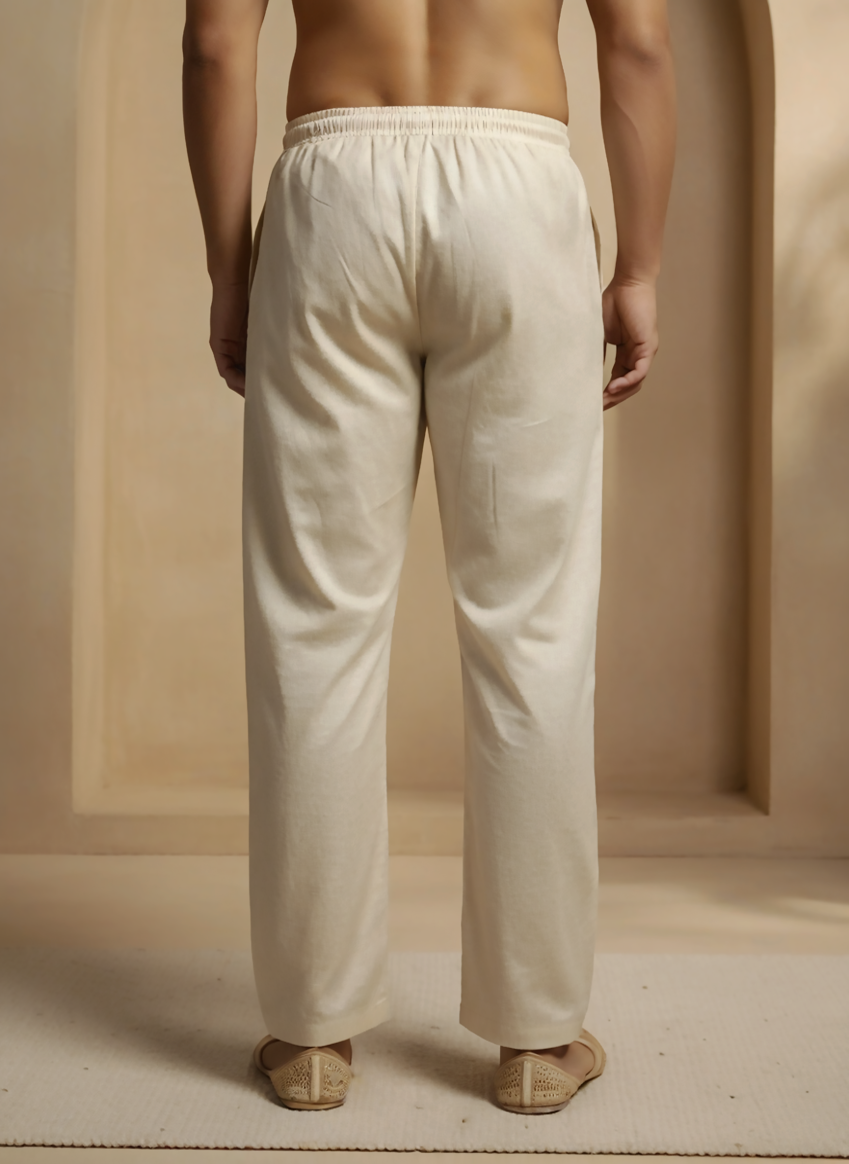 Mens solid beige pajama – premium cotton ethnic wear