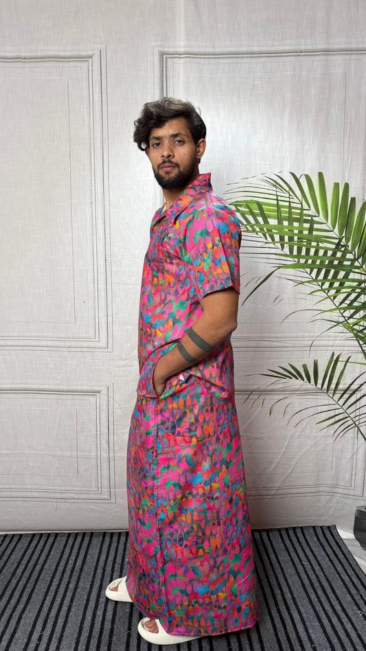 Men Abstract Ikat Dot Print Pajamalungi