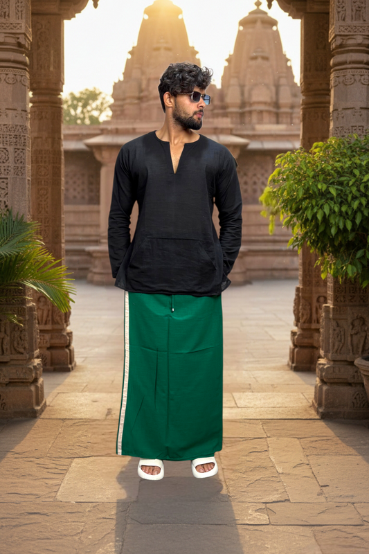 Men's Green Color With White Stripe Pajamalungi