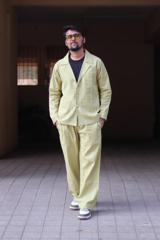 Yellow Stripe Cotton Blazer